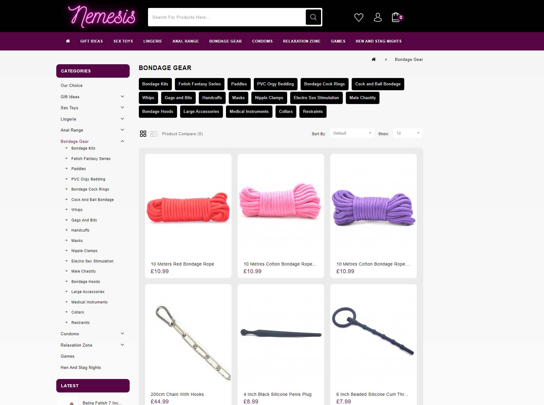 Nemesis UK Sex Shop Shop over 4500 Adult Sex Toys Lingerie